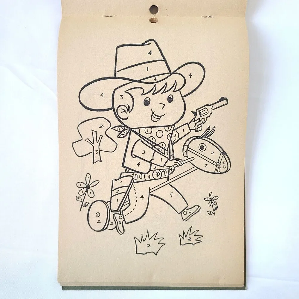 Vintage 1960s Childrens Color By The Numbers Coloring Activity Book Lowe Retro